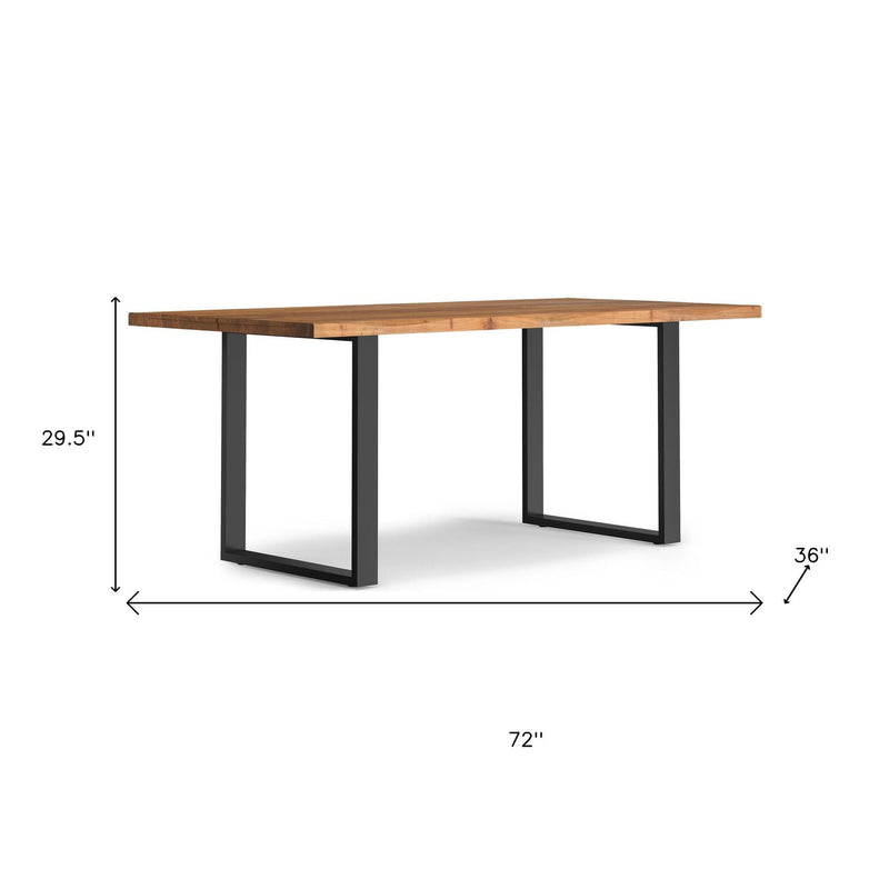 Wood Iron Frame Base Dining Table - Natural / Black