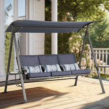 Load image into Gallery viewer, Steel 3 Seater Swing Porch Swing With Canopy - Blue
