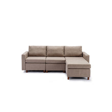 Load image into Gallery viewer, 3 Seat Module Sectional Sofa Couch With 1 Ottoman for living room,Seat Cushion and Back Cushion Non-Removable and Non-Washable,Brown
