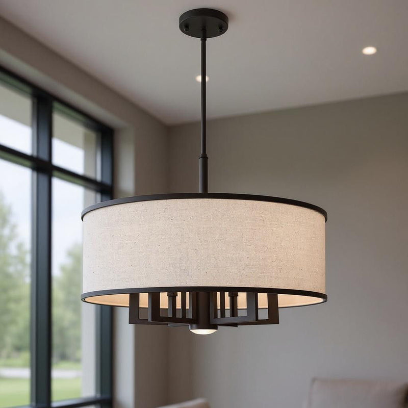 20'' Seven Light Dimmable Chandelier With Shades - Bronze