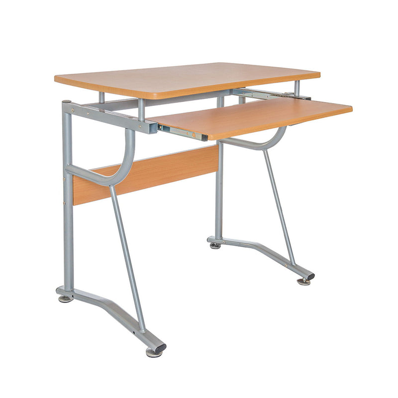 Stainless Computer Desk - Oak / Silver