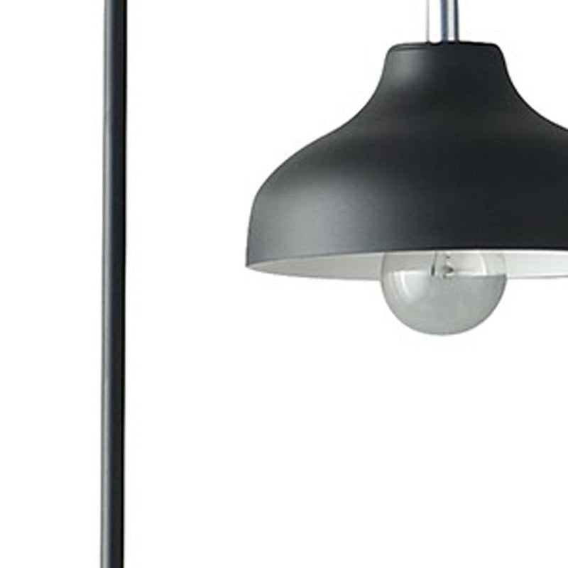 LED Arc Floor Lamp With Black Metal Bowl Shade - Black