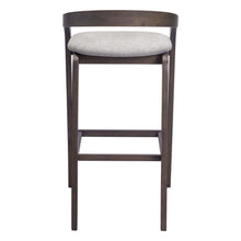 Load image into Gallery viewer, 31" Fabric And Solid Wood Low Back Bar Height Bar Chairs (Set of 2) - Gray / Espresso
