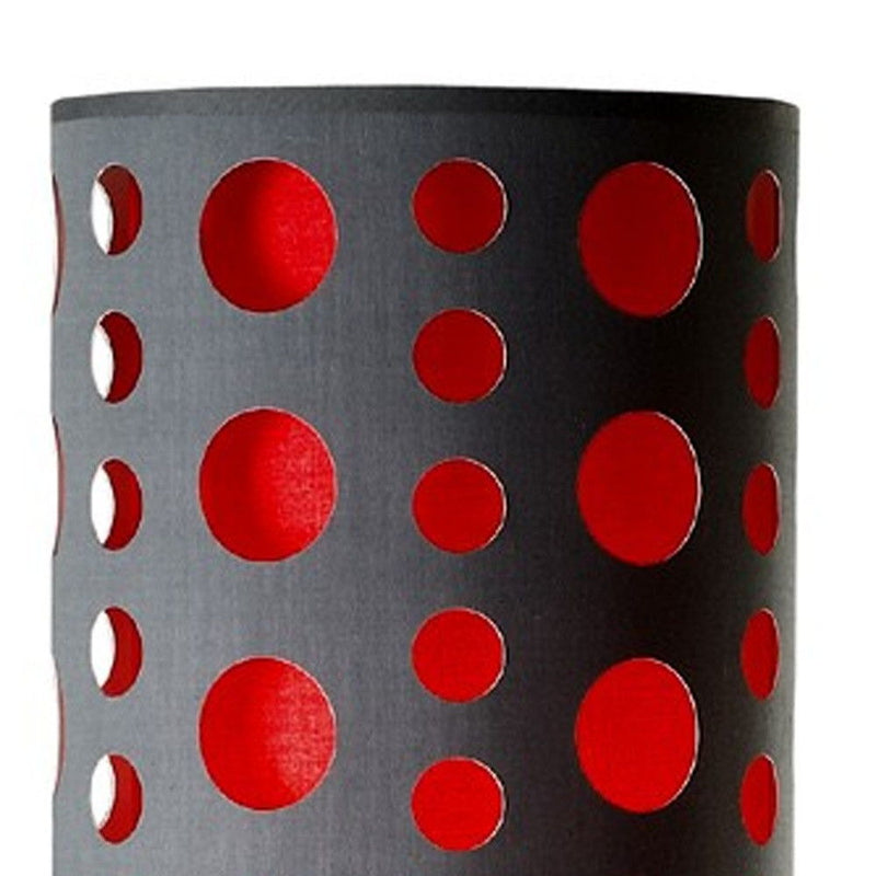 Steel Novelty Floor Lamp With Drum Shade - Silver / Gray And Red