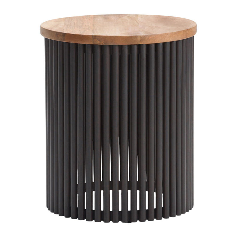 21" Metal Round End Table - Black