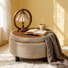Load image into Gallery viewer, Storage Round Footstool Table Ottoman
