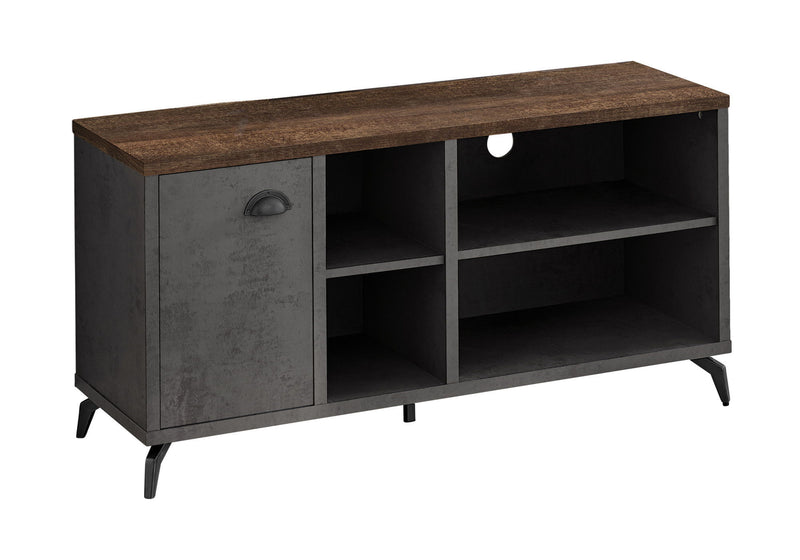 47" Distressed Reclaimed Wood Enclosed And Open Storage TV Stand - Brown And Gray