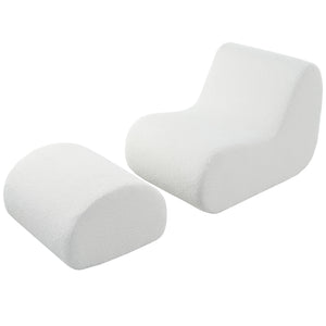 Curved Lounge Chair With Ottoman And High Resilience Foam