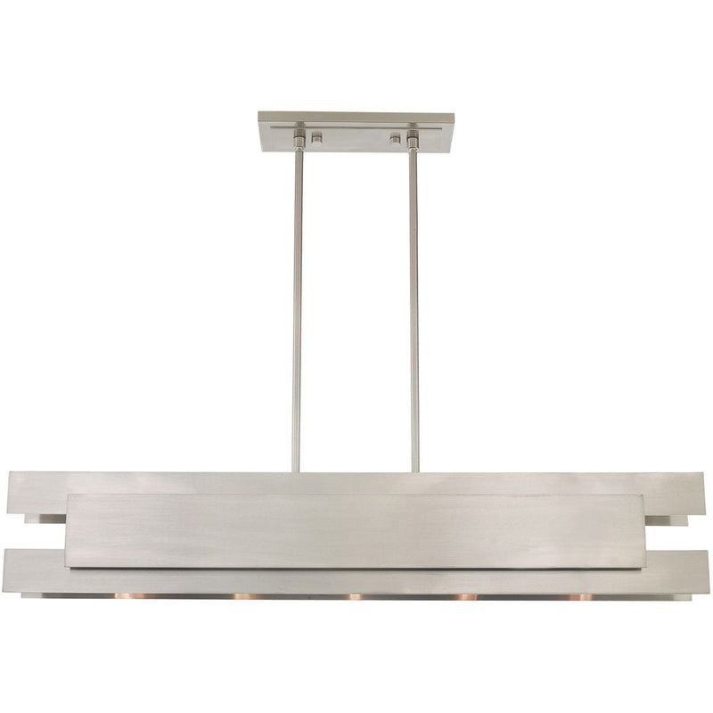 Five Light Dimmable Chandelier With Shades - Nickel