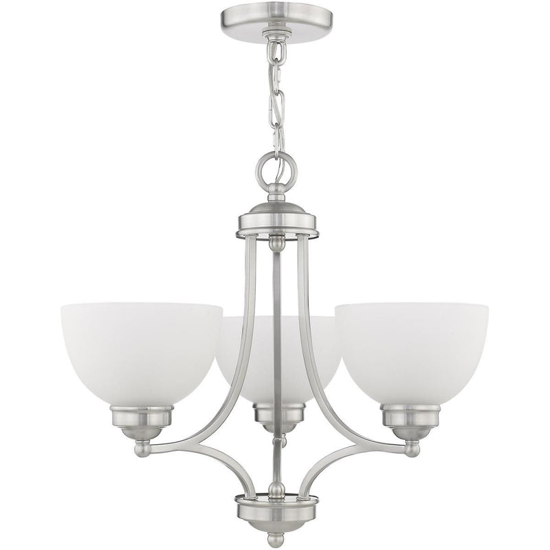 18'' Three Light Dimmable Chandelier With Shades - Nickel