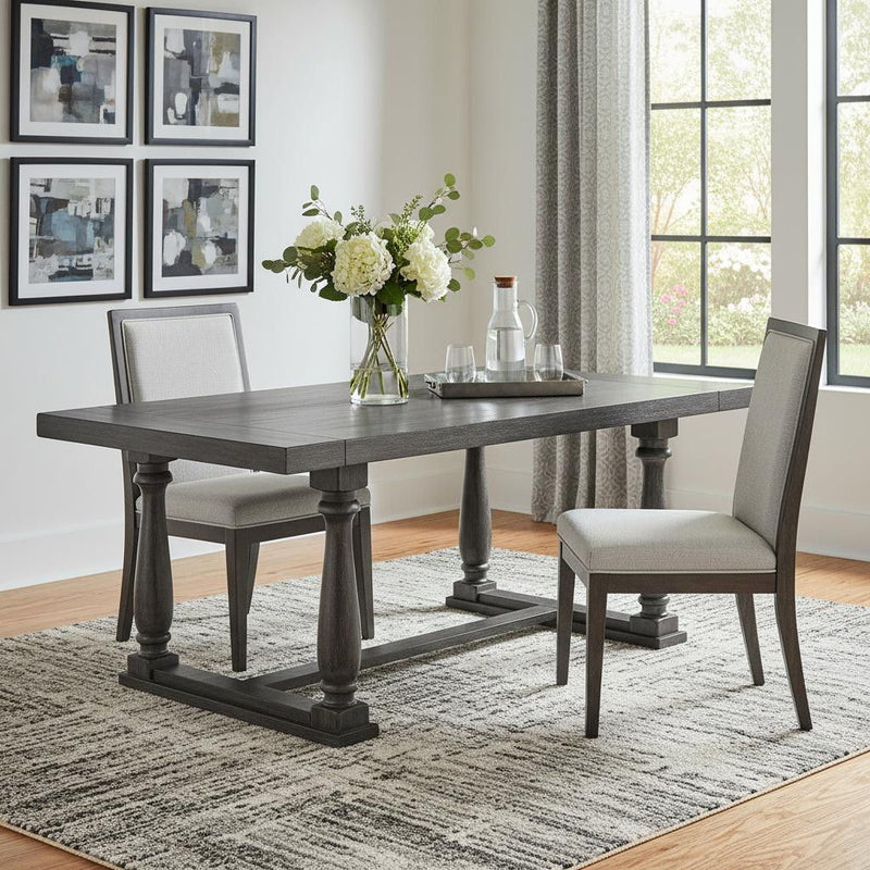 Wood Trestle Base Dining Table - Gray