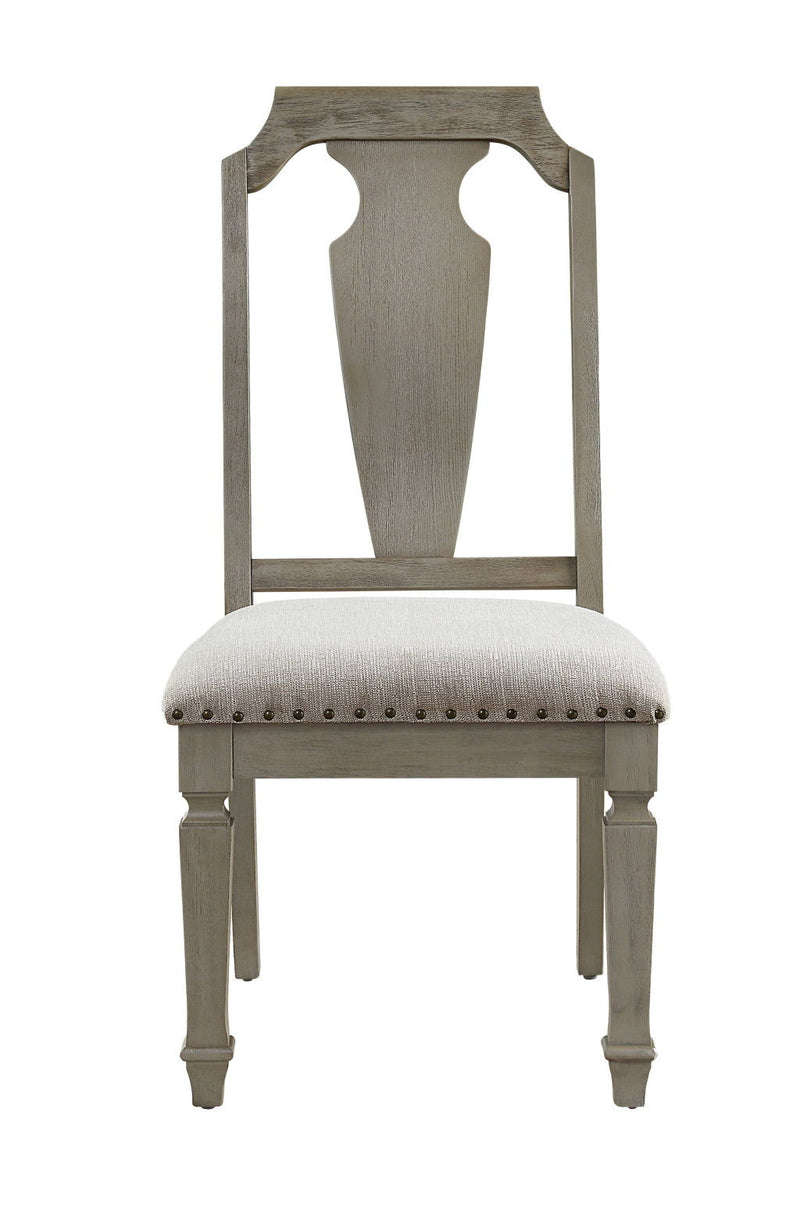 Upholstered Linen Open Back Dining Side Chairs (Set of 2) - Beige / Oak
