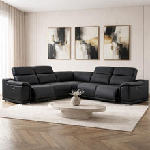 Load image into Gallery viewer, Leather Modular L Shaped Five Piece Corner Sectional - Black
