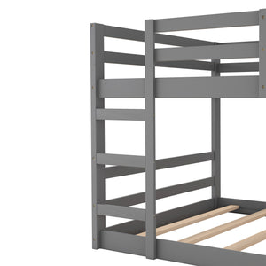 Full Over Full Bunk Bed with Ladder, Gray（OLD SKU：WF282788AAE）