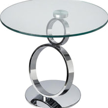 Load image into Gallery viewer, Glass And Metal Round Pedestal End Table - Clear / Silver
