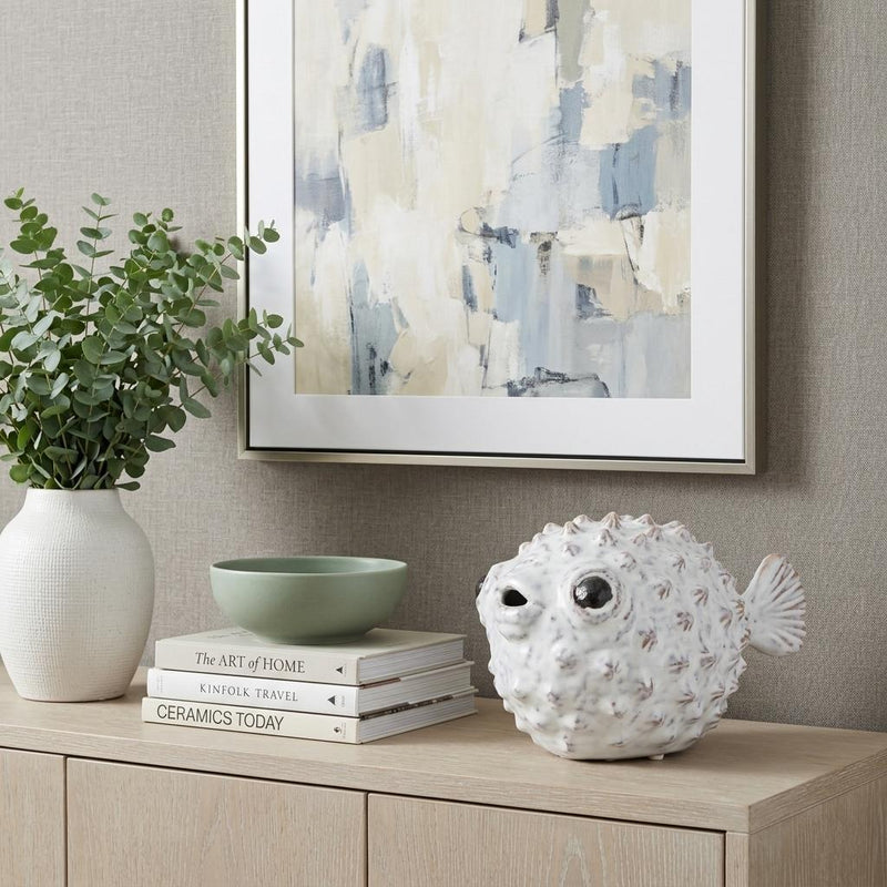 Puffer Fish Tabletop Sculpture - White