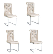 Load image into Gallery viewer, Faux Leather Metal Dining Side Chairs (Set of 4) - Beige / Silver

