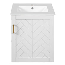Load image into Gallery viewer, Modern Wall Mounted Bathroom Cabinet With Side Shelf And Ceramic Sink
