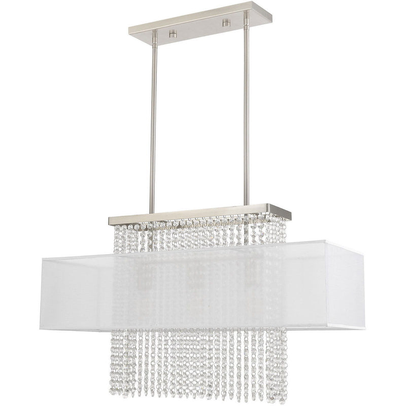 26'' Three Light Dimmable Chandelier With Shades - Nickel
