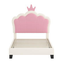 Load image into Gallery viewer, Upholstered Princess Platform Bed With Crown Headboard
