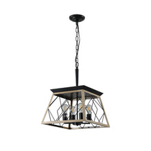 Load image into Gallery viewer, Four Light Metal Chandelier With Shades - Oak
