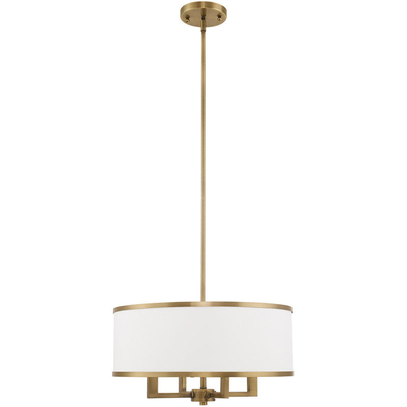 18" Four Light Dimmable Chandelier With Shades - Antiqued Brass