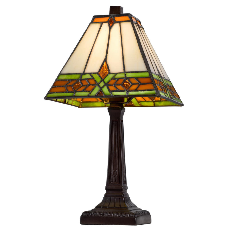 Abstract Square Tiffany Lamp With Square Shade - Bronze