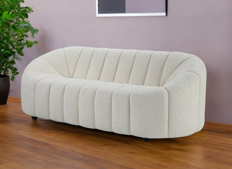 Sherpa Sofa With Black Legs - White