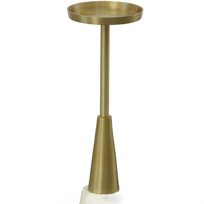 24" Metal Round Pedestal End Table - Antiqued Gold