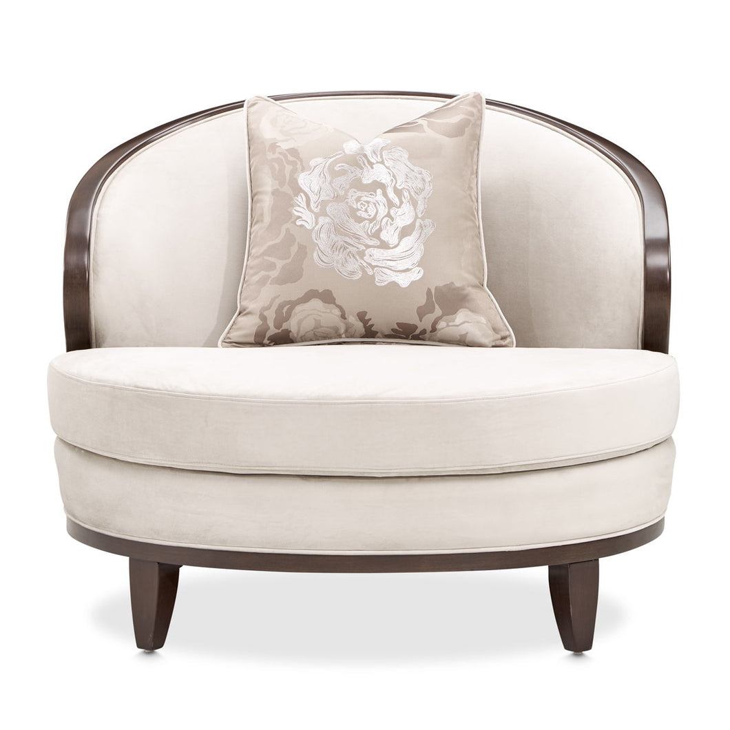 Camellia Field - Velvet Matching Chair - Beige / Dark Brown