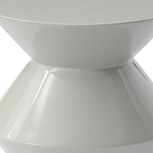 Load image into Gallery viewer, Wood Round Top Geo Pedestal End Table - Light Gray
