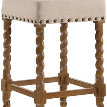 Load image into Gallery viewer, Faux Leather And Solid Wood Backless Counter Height Bar Chair - Cream And Natural
