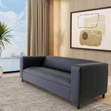 Load image into Gallery viewer, Black Faux Leather Sofa, Modern 3-Seater Sofas Couches for Living Room, Bedroom, Office, and Apartment with Solid Wood Frame
