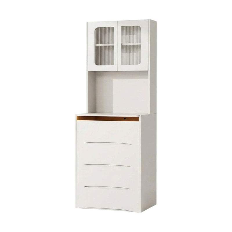 19" Wood Lighted Four Drawer Dresser - White