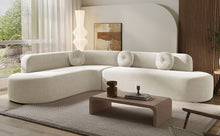 Load image into Gallery viewer, Extra Large Sectional Sofa Soft Fabric Upholstery, Elegant Curved Design With 3 Round Cushions, High - Resilience Foam For Ultimate Comfort - Beige
