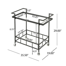 Load image into Gallery viewer, 2 Tier Bar Cart, Utility Cart, Rolling Serving Cart, Kitchen Cart With Storage Shelves - Black
