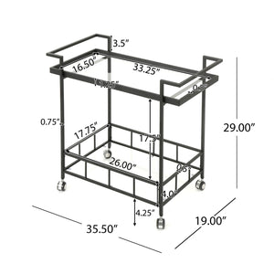 2 Tier Bar Cart, Utility Cart, Rolling Serving Cart, Kitchen Cart With Storage Shelves - Black