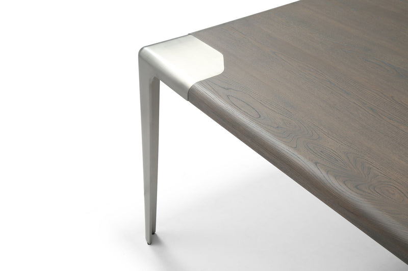 Wood Stainless Steel Dining Table - Gray / Nickel