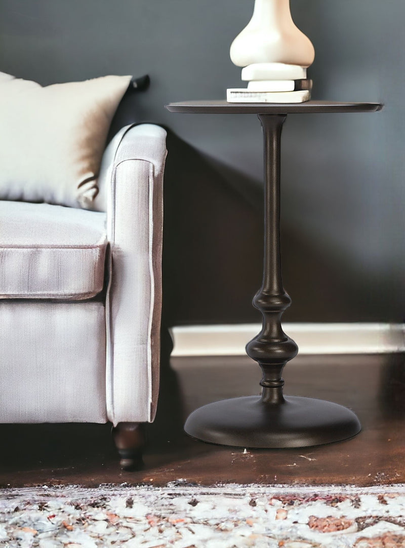 Aluminum Round Top Pedestal End Table - Dark Burnished Bronze