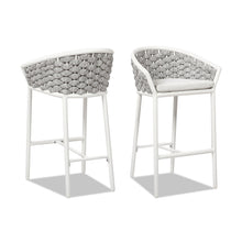 Load image into Gallery viewer, Rowan - Rope Barrel Low Back Patio Counter Stool (Set of 2) - Optic White
