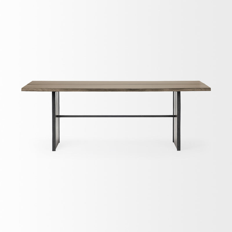 84" Solid Wood Sled Base Dining Table - Brown