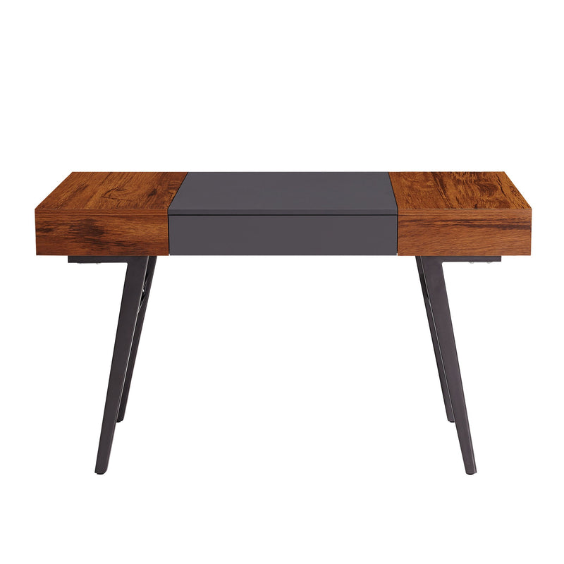 H-Shape Writing Desk - Gray / Mahogany