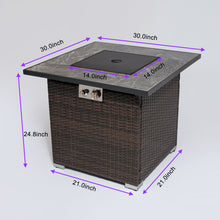 Load image into Gallery viewer, Outdoor Propane Gas Fire Pit Table With Lid With Glass Rocks And Rain Cover - Espresso
