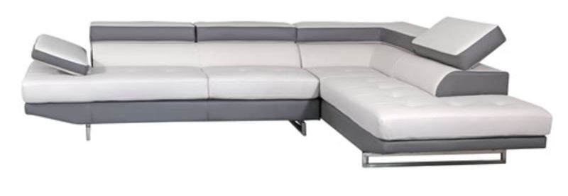 Leather L Shaped Two Piece Corner Sectional - White
