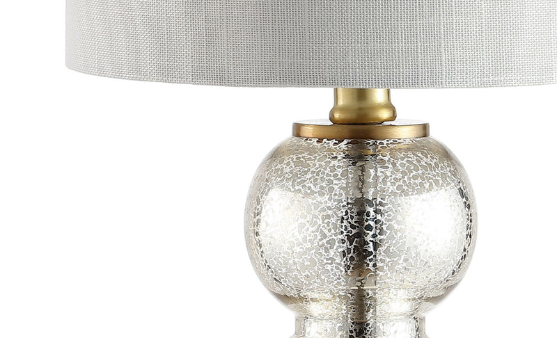Globe Table Lamp With Drum Shade - White / Clear / Gold