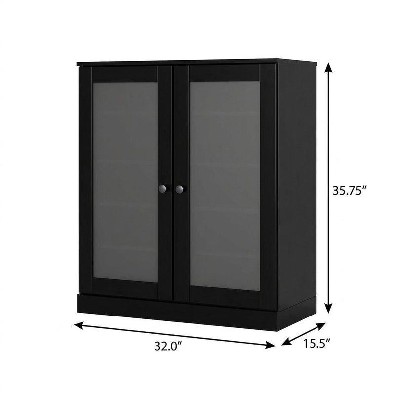 Twenty Pair Solid Woodshoe Storage Cabinet (752376) - Black