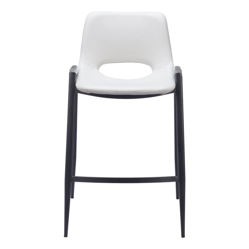 26" Faux Leather And Steel Low Back Counter Height Bar Chairs (Set of 2) - White / Black