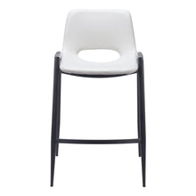 Load image into Gallery viewer, 26" Faux Leather And Steel Low Back Counter Height Bar Chairs (Set of 2) - White / Black
