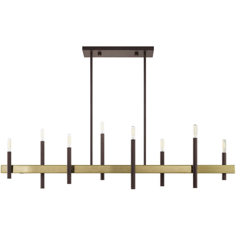 24'' Eight-Light Dimmable Chandelier With Shades - Bronze
