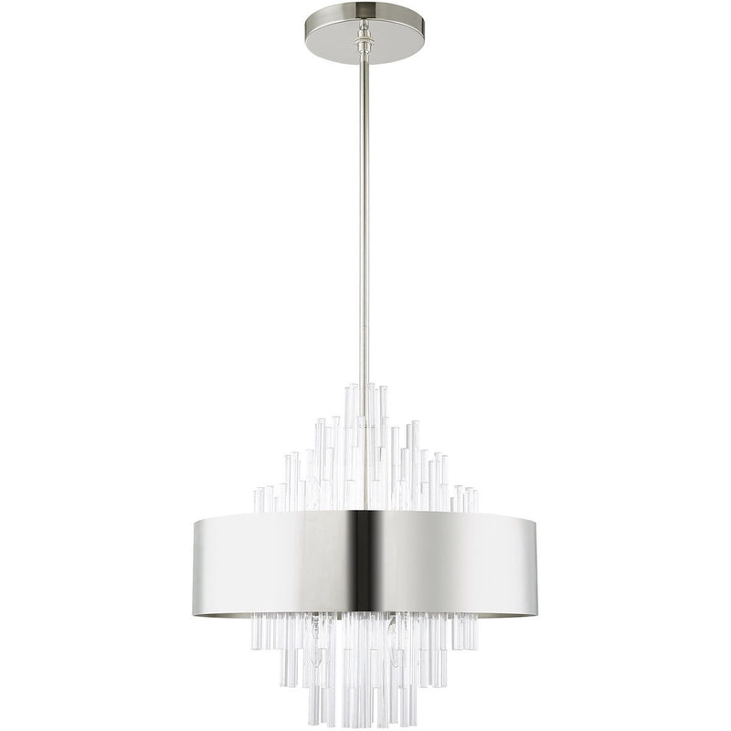 27'' Eight Light Dimmable Chandelier With Shades - Nickel